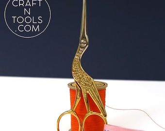 Stork Large Model Gilded Embroidery Scissors by Sajou. Needlecraft Scissors, Chenille Scissors, Knitting Shears, Darning Scissors