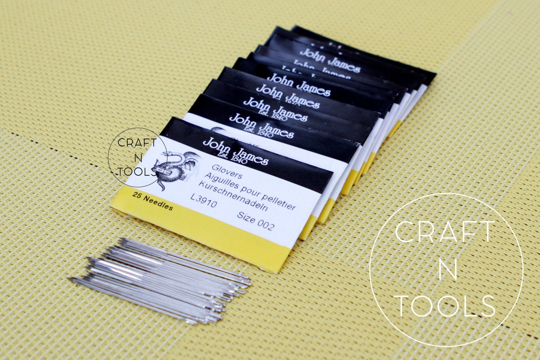 John James Glovers Needles Size #4 - 25 Pack 40mm Leather Sewing Needles For Tough Materials