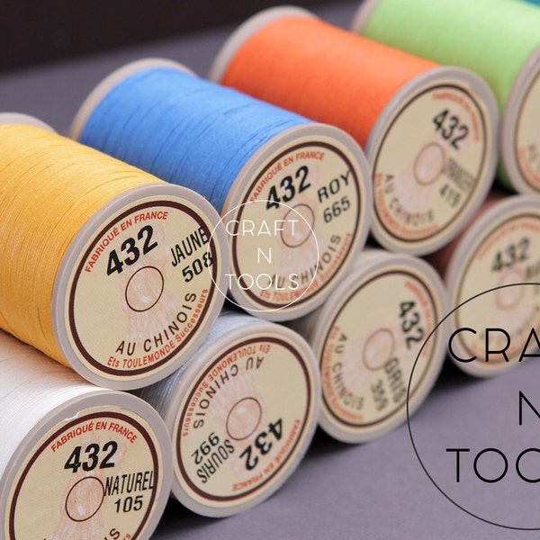 Thread for Leather Sewing Sajou Fil au Chinois "Lin Cable" #432 (0.63mm) in 31 colors/Cable Sewing Thread/Corded Linen/Waxed Linen Thread