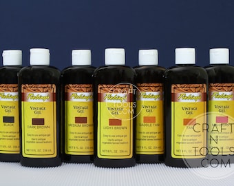 Vintage Gel by Fiebing's 8oz / 236ml in 7 colors / Leather Carving / Acrylic Finish / Leather Coloring / Leather Craft