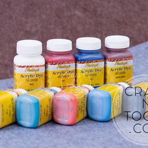 Acrylic Leather Dye by Fiebing&#39;s 2oz / 59ml in 11 colors / Leather Coloring / Finishing Leather / Leather Paint / Water Resistant Dye