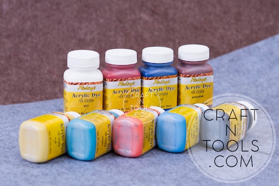 Acrylic Leather Dye by Fiebing's 2oz / 59ml in 11 colors / Leather Coloring / Finishing Leather / Leather Paint / Water Resistant Dye