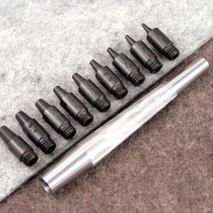 Hole Punch Tips (1-5mm) + Metal Handle by Vergez Blanchard / Round Punch Handle / Leather Puncher / Saddlers Punch / Leather Working Tool image 6
