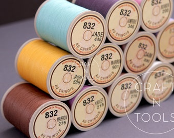 Sajou Fil au Chinois "Lin Cable" Waxed Linen Thread #832 (0.43mm) in 31 colors / Corded Thread / Linen Cable / Leathercraft Thread