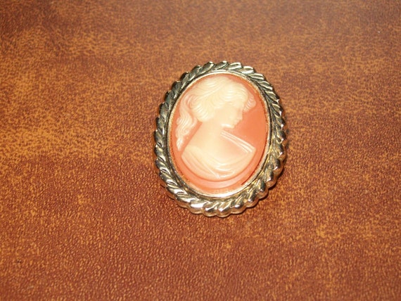 Vintage Signed West Germany Oval Cameo Scarf Clip Peach | Etsy