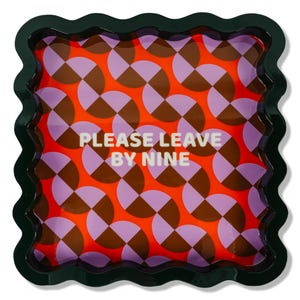 Leave By Nine Lacquer Tray, Geometric Serving Tray, Cheeky Ottoman Coffee Table Decor, Furbish