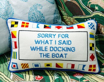 Docking The Boat Needlepoint Pillow