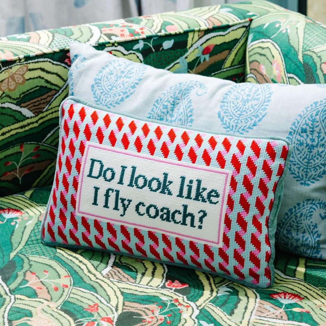 verdy creativedrugstore CDS pillow クッション Fly Coach Needlepoint Pillow, Funny Quote Throw Pillow