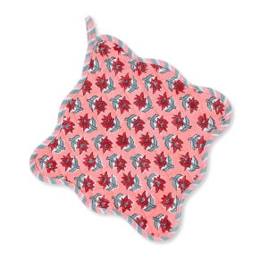 Sabrina Pot Holder - 100% Quilted Cotton Hot Pad, Heat Resistant with Loop for Cooking and Baking, 9” x 9”