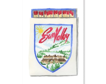 Sun Valley Matchbook - Travel Wall Art Print, Aesthetic Wall Decor, Modern Art Print, Preppy Room Decor for Living Room, Bedroom, 5&quot; x 7&quot;