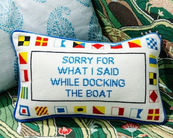 Docking The Boat Needlepoint Pillow