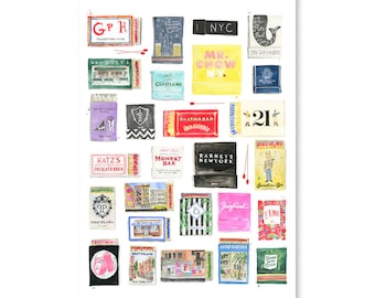 NYC Collection Matchbook Print - Travel Wall Art Print, Aesthetic Wall Decor, Modern Art Print,  Decor for Living Room, Bedroom, 18&quot;x24&quot;