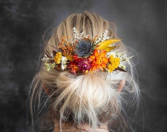 Dried Flower Autumn Wedding Hair Accessories. Medium or Large Comb With Dried Flowers. Bride or Bridal Hair Slide. Clip, Grip, Pins to Match