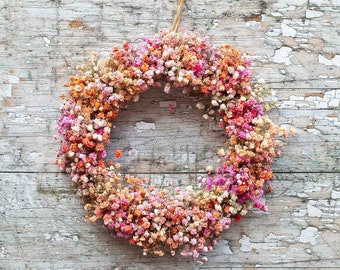 Dried Flower Hoop. Dried Gypsophila Decorative Hoop. Beautiful Gift or Wedding Accessory. Handmade Wreath with Dried Colourful Flowers.