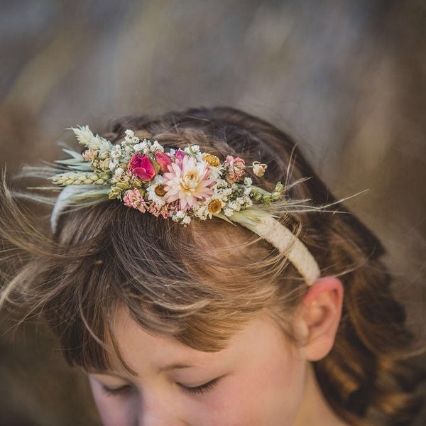 Wedding Hair Piece made from dried flowers.  Floral Alice Band for Bride, Bridesmaid, Flowergirl. Your choice of colours and flowers