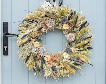 Christmas Wreath Making Kit with Dried Flowers. Winter Wonderland design, includes everything you need to make your own wreath. (#J)