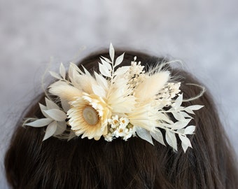 Dried Flower Wedding Hair Accessories. Medium or Large Comb With Dried Flowers. Bride or Bridal Hair Slide. Clip, Grip, Pins, Crown to Match