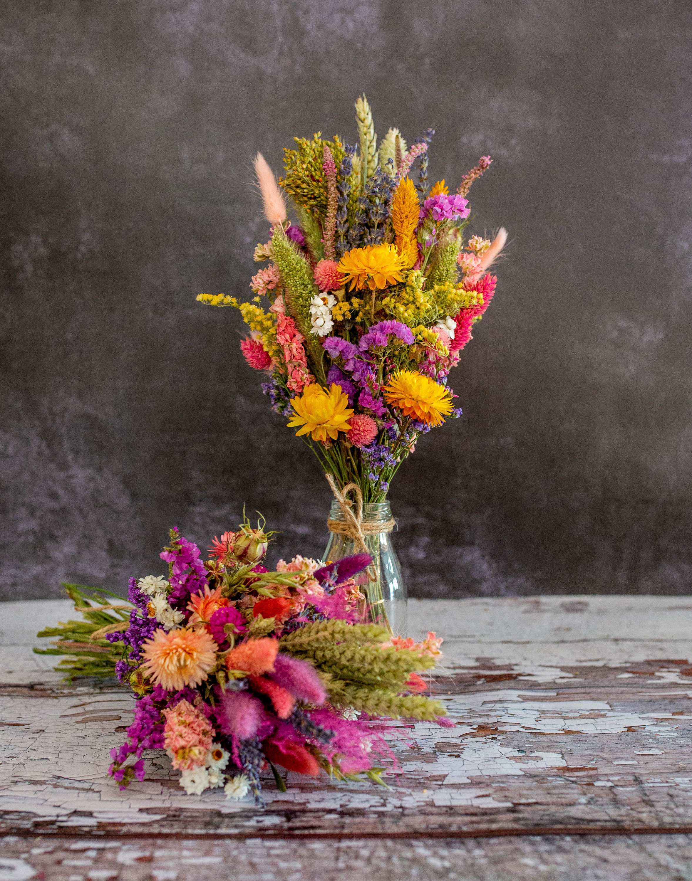 Pink Dried Flower Arrangements for wedding gift or home. Etsy
