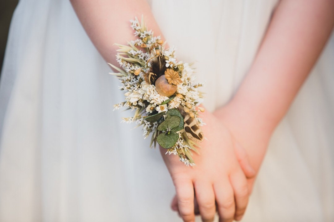 Dried Wedding Flowers Wrist Corsage made using natural country Etsy