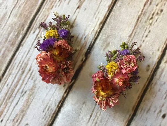 One Floral Hair Made in any Colour from Dried Festival  Wedding Hair Piece, Bride, Bridesmaid, Flower Accessory, Grip, Pins