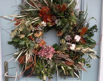 Christmas Wreath Kit. Make your Own Large Luxury Fresh Festive Door Wreath. A Complete Workshop in a box includes everything you need.#V