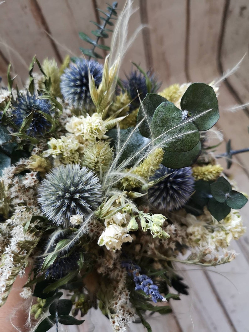 Dried Flower Thistle Wedding Bouquet. Bespoke Dried Flowers Etsy