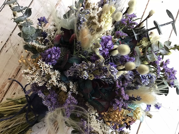 Bouquet Bleu Vintage Fleurs De Mariage Séchées Pour La Mariée Demoiselle Dhonneur Flowergirl Et Les Hommes De Marié