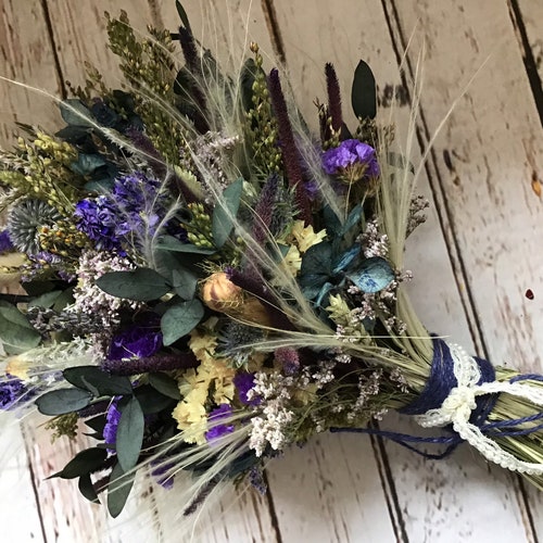Dried Flower Wedding Bouquet. Bespoke. Bridal Dried Flowers Etsy