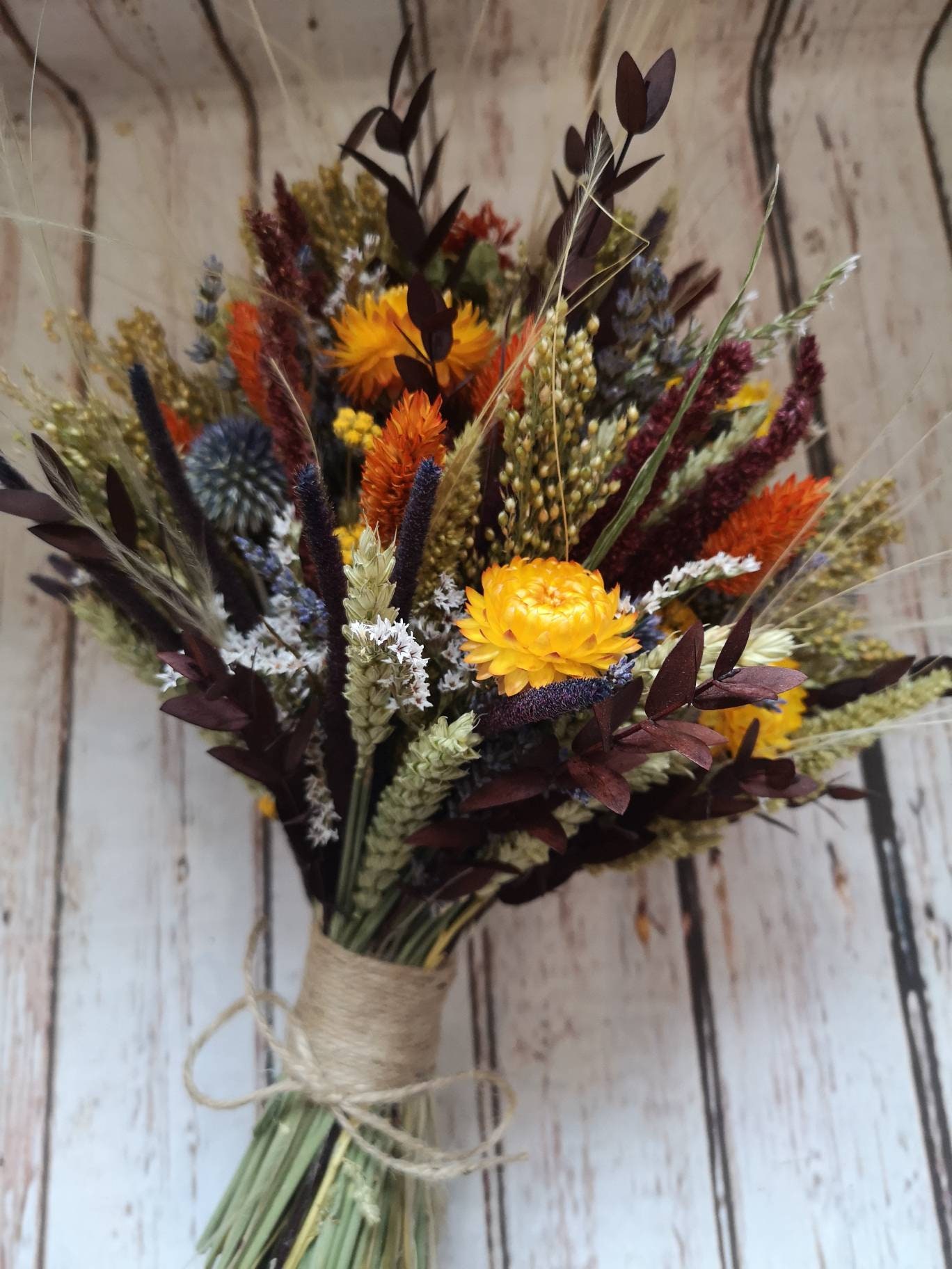 Dried Flower Bouquet. Autumn Country Woodland Wedding Flowers