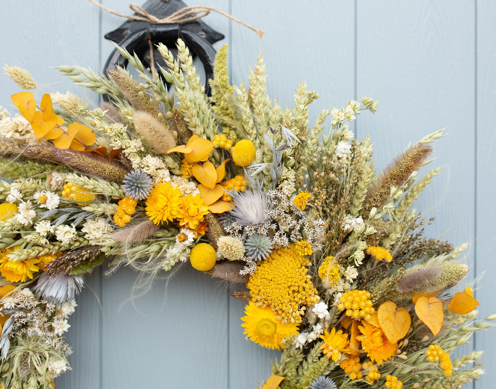 Dried Flower Wreath in Yellows and Natural Colours. Etsy UK