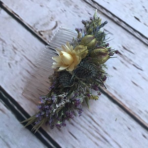 Dried Thistle Large Hair Comb. Dried Flowers for Hair. Wedding Hair Piece, Bride, Bridesmaid, Flowergirl, Floral Clips image 5