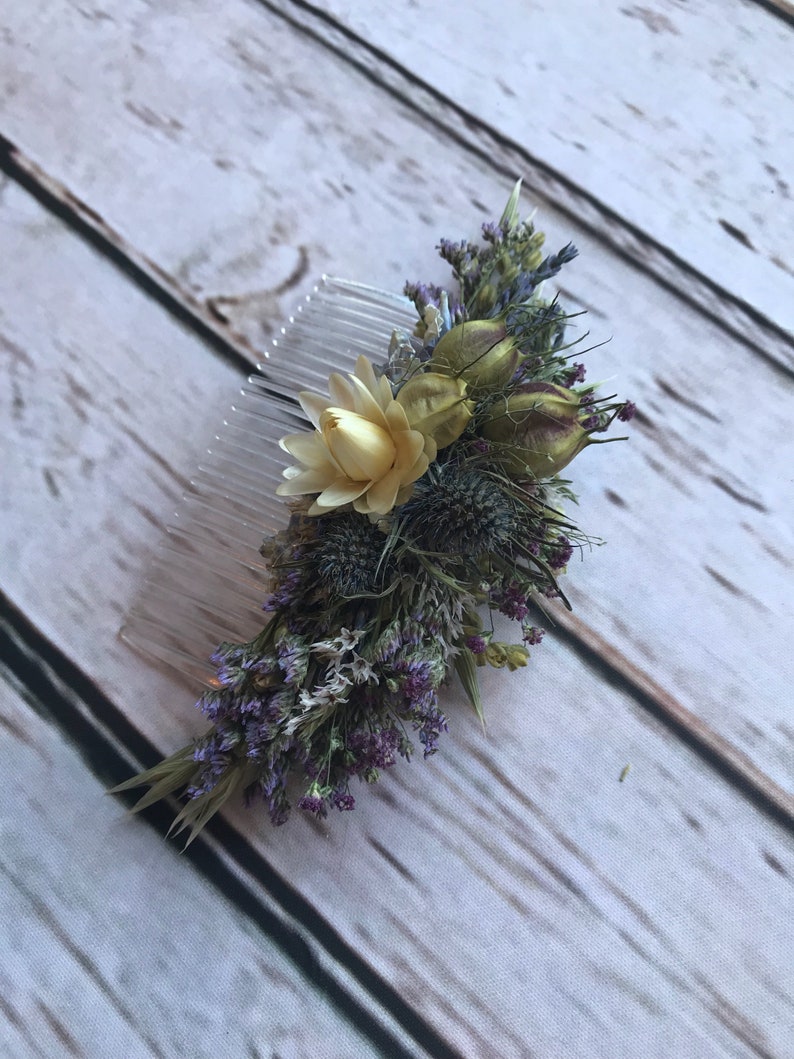 Dried Thistle Large Hair Comb. Dried Flowers for Hair. Wedding Hair Piece, Bride, Bridesmaid, Flowergirl, Floral Clips image 5