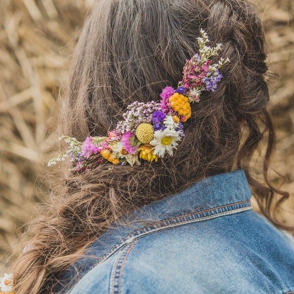 Hair Vine or Half Crown. Beautiful Bespoke Handmade Flower Hair Piece made from natural dried flowers by Florence and Flowers