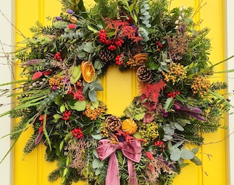 Christmas Wreath Kit. Make your Own Large Luxury Fresh Festive Door Wreath. A Complete Workshop in a box includes everything you need. #M