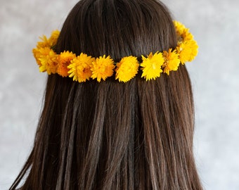 Dried Flower Crown. Everlasting Floral Flower Garland. Wedding Hair Piece for Festival Boho Bride, Bridesmaid. Bridal Halo, Circlet, Vine.