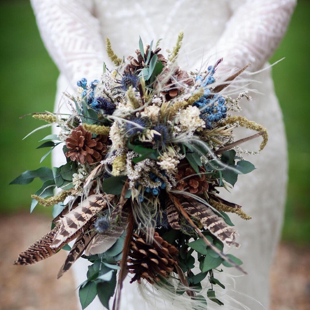 Ranunculus Dried Bridal bouquet / Eucalyptus Dry Flower Wedding, Rusti