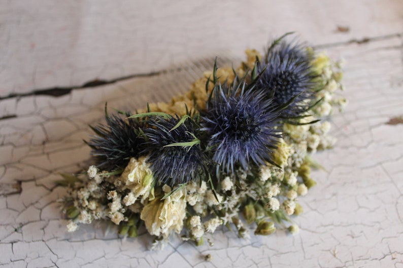 Dried Thistle Large Hair Comb. Dried Flowers for Hair. Wedding Hair Piece, Bride, Bridesmaid, Flowergirl, Floral Clips image 3