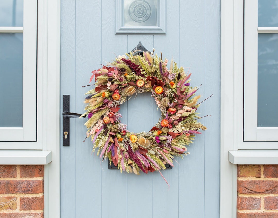 Dried Wreath Making Kit With Natural Flowers. DIY Autumnal Door Wreath ...