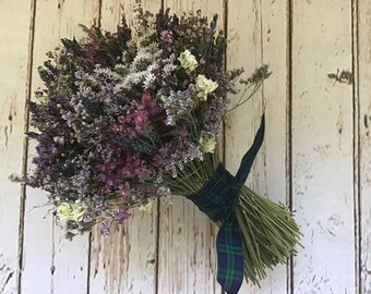 Dried Flower Bouquet. Dried Wedding Flowers Including Lavender. Purple and Blue Wedding Flowers for Bride, Bridal, Bridesmaid.  Buttonholes