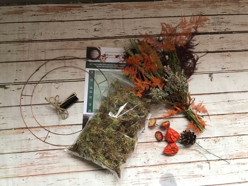 Wreath Making Kit With Dried Flowers. DIY Autumnal Door Wreath - Etsy
