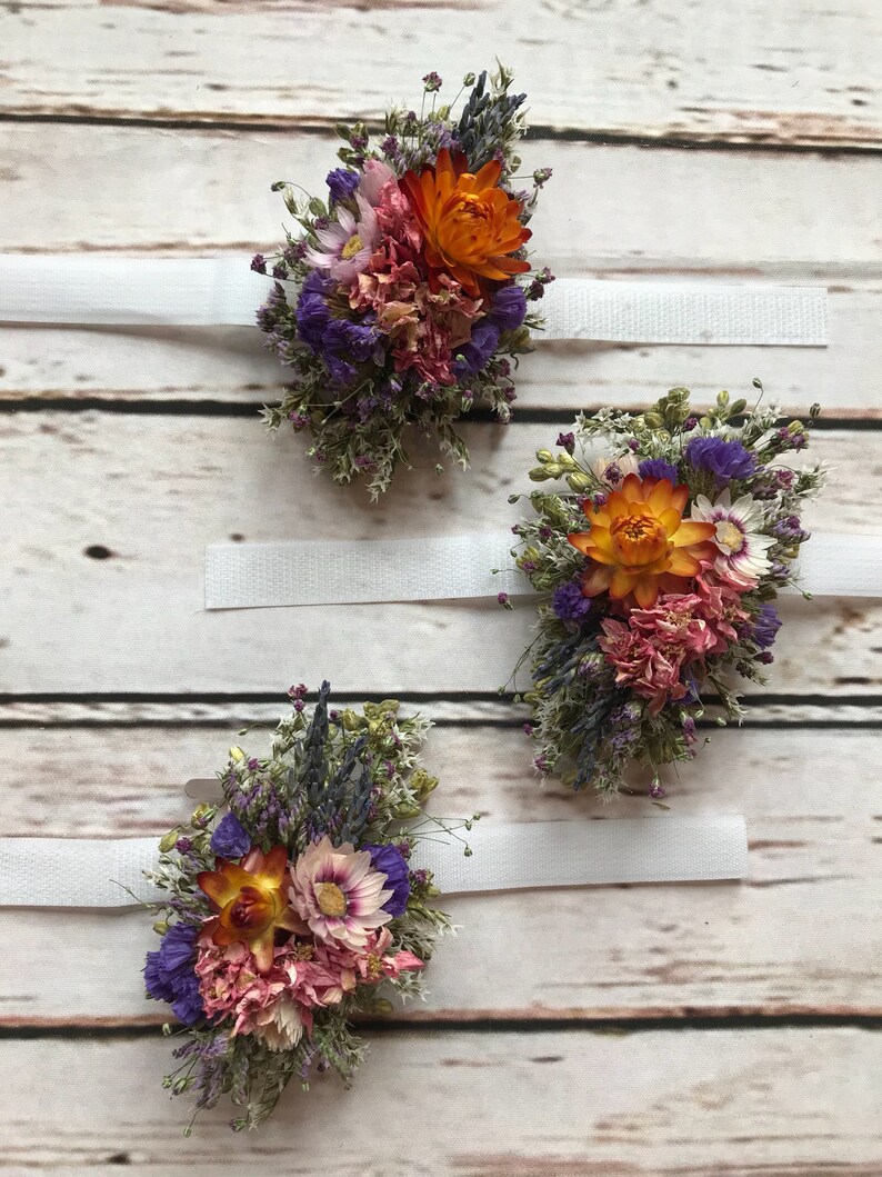 Wrist corsage Made using beautiful dried flowers. Etsy