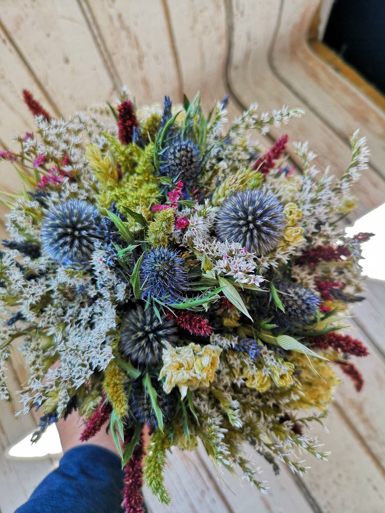 Thistle Wedding Bouquet Bespoke Dried Flowers Everlasting Etsy