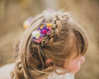 Flower Hair Clip. Made in any Colour from Dried Flowers.  Festival Wedding Hair Piece, Bride, Bridesmaid, Flower Accessory, Grip, Pins