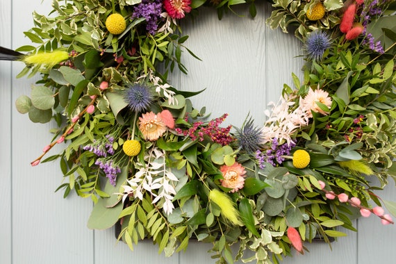 Spring Wreath Making Kit: Fresh Flowers, Foliage, Instructions (Complete DIY)