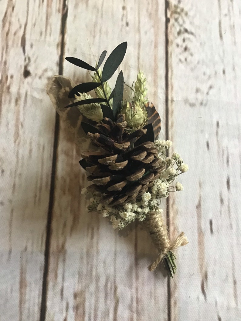 Dried Flower Buttonholes With Pine Cones. Christmas Winter Etsy
