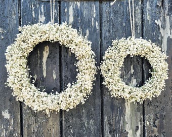 Dried Flower Hoop. Dried Gypsophila Decorative Hoop. Beautiful Gift or Wedding Accessory. Handmade Wreath with Dried White Ivory Flowers.