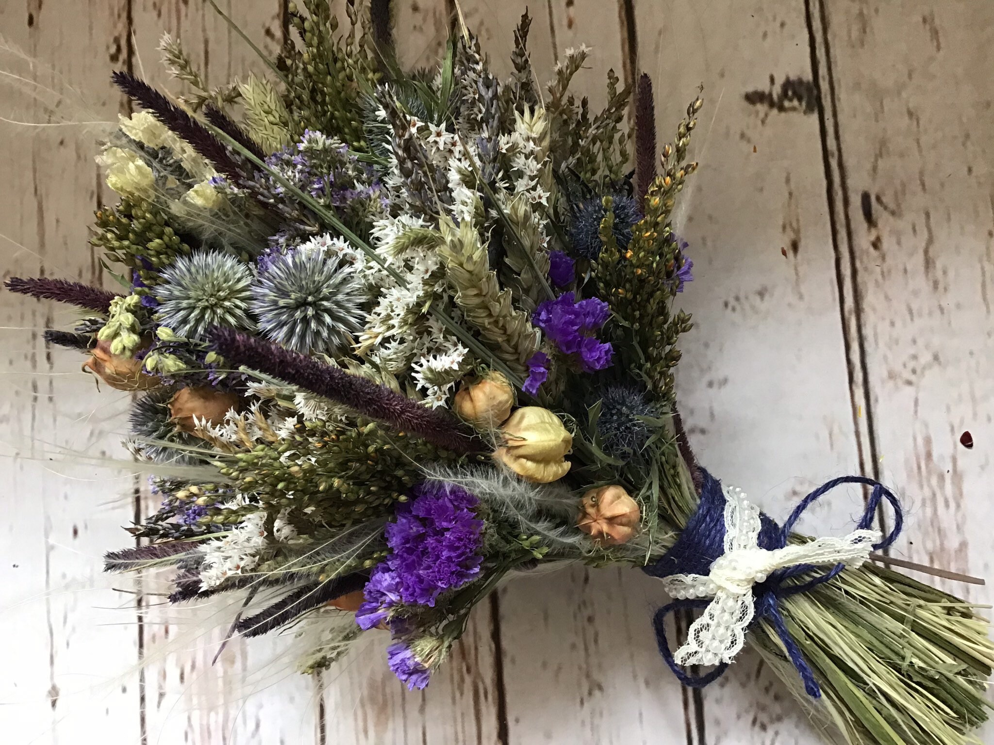 Dried Thistle Wedding Bouquet. Bespoke Natural Dried Wedding Etsy UK