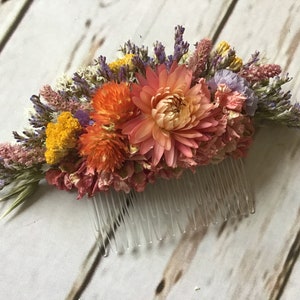 Beautiful NATURAL Bespoke Autumn Floral Comb. Dried Flowers, Wedding Hair Piece, Bride, Bridesmaid, Flowergirl, Flower Clips Accessory image 2