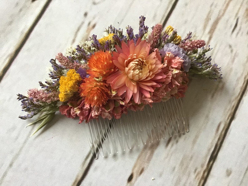 Beautiful NATURAL Bespoke Autumn Floral Comb. Dried Flowers, Wedding Hair Piece, Bride, Bridesmaid, Flowergirl, Flower Clips Accessory image 2