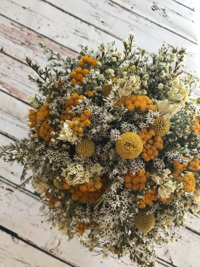 Yellow Wedding Flowers. Bridal Bouquet and Dried Wedding Etsy UK
